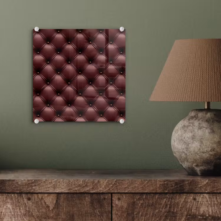 Glasbild - Leder - Muster - Bordeaux — 3