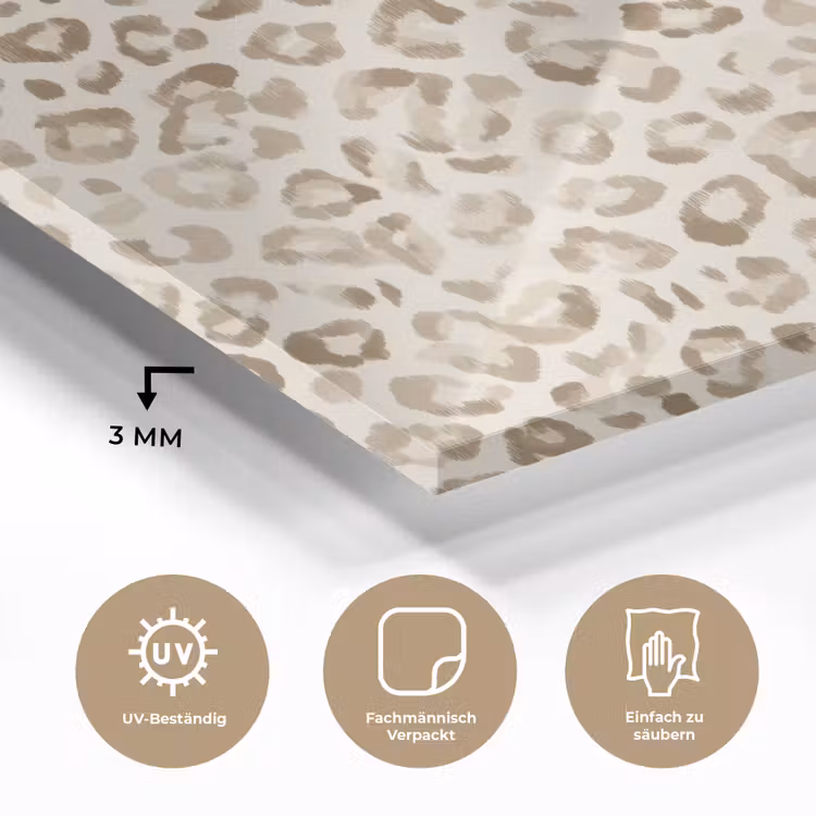 Glasbild - Leopard - Klassisch - Beige — 4