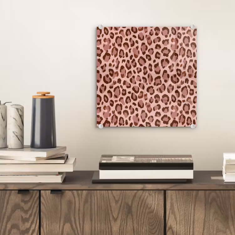 Glasbild - Leopard - Muster - Rosa — 2