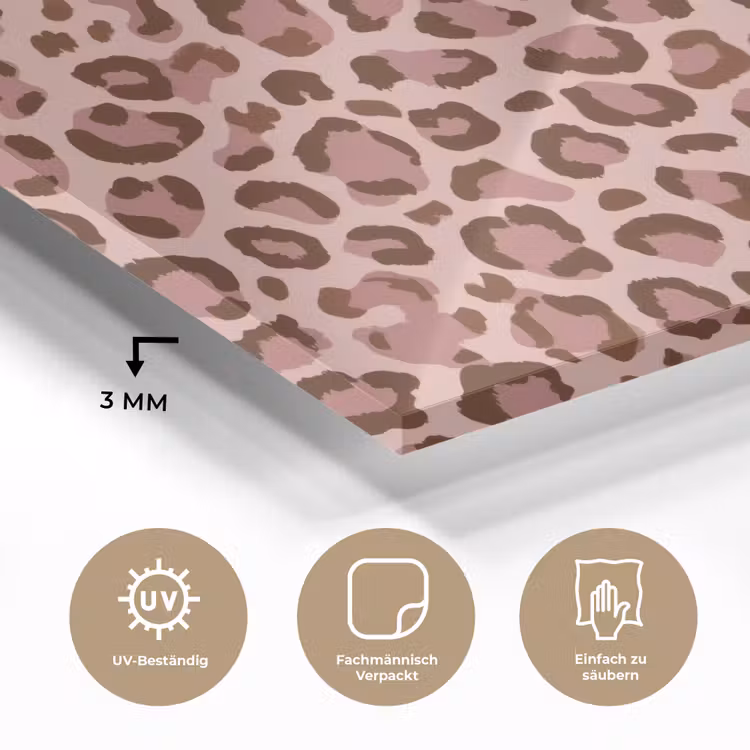 Glasbild - Leopard - Muster - Rosa — 4