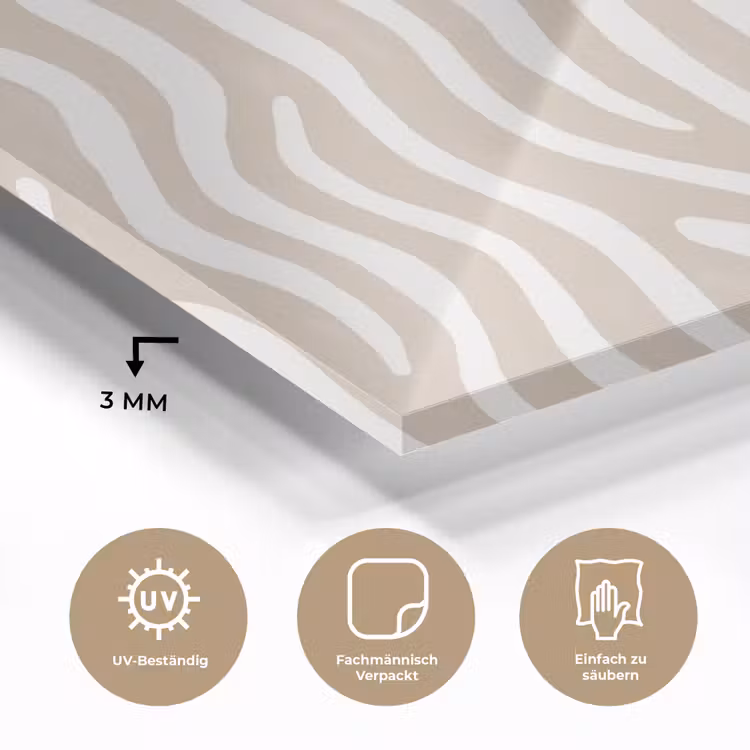 Glasbild - Abstrakt - Zebra - Beige — 4