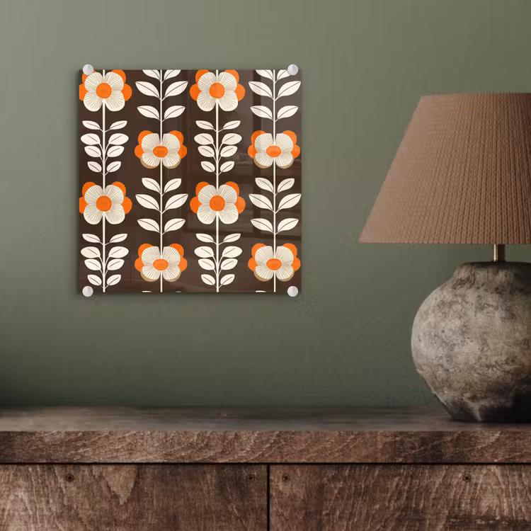 Glasbild - Blumen - Retro - Braun — 3