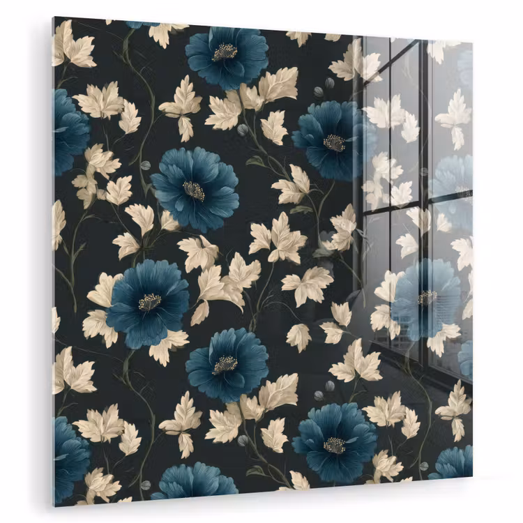 Glasbild - Botanisch - Blumen - Blau — 1