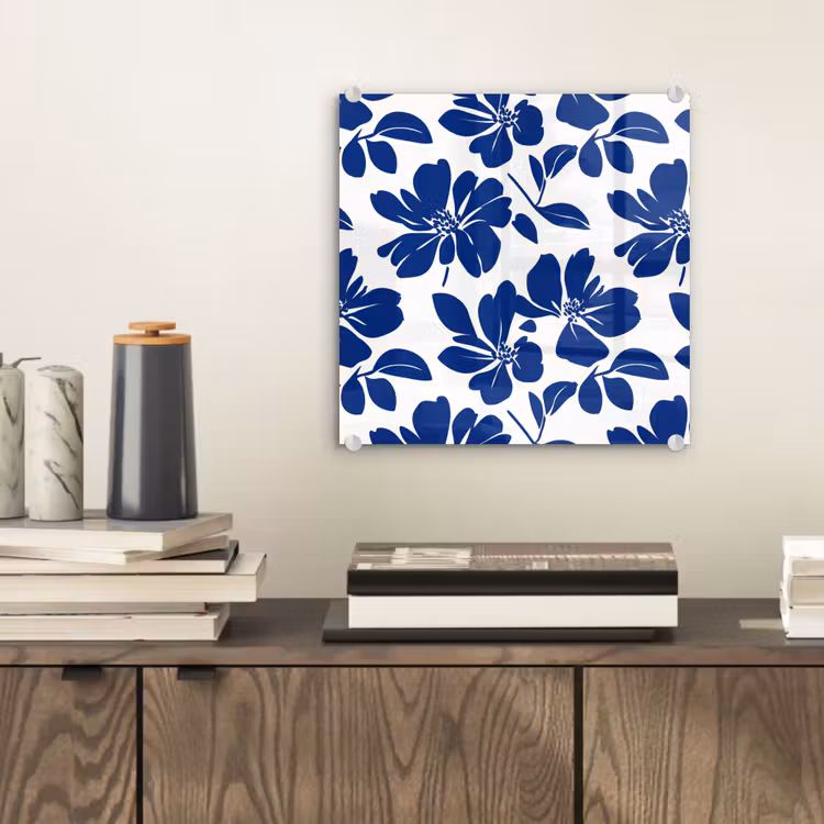 Glasbild - Floral - Modern - Blau — 2