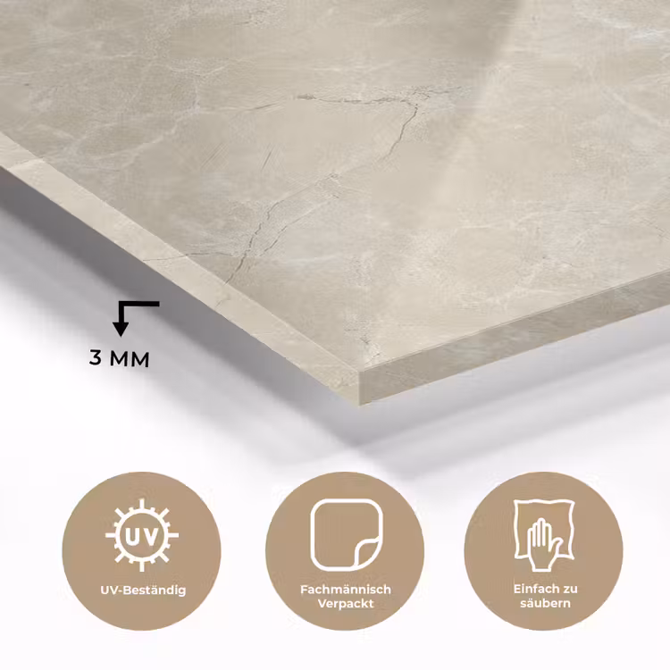 Glasbild - Hellbeige - Marmor - Diffusionsäderung — 4