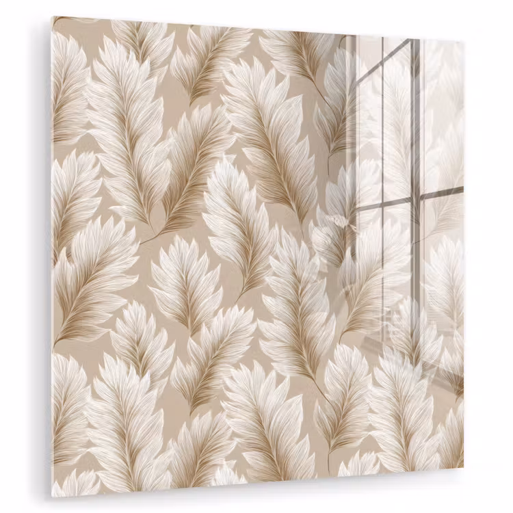 Glasbild - Botanisch - Muster - Beige — 1