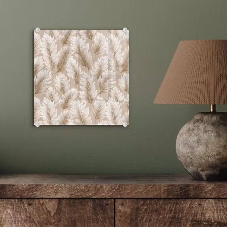Glasbild - Botanisch - Muster - Beige — 3