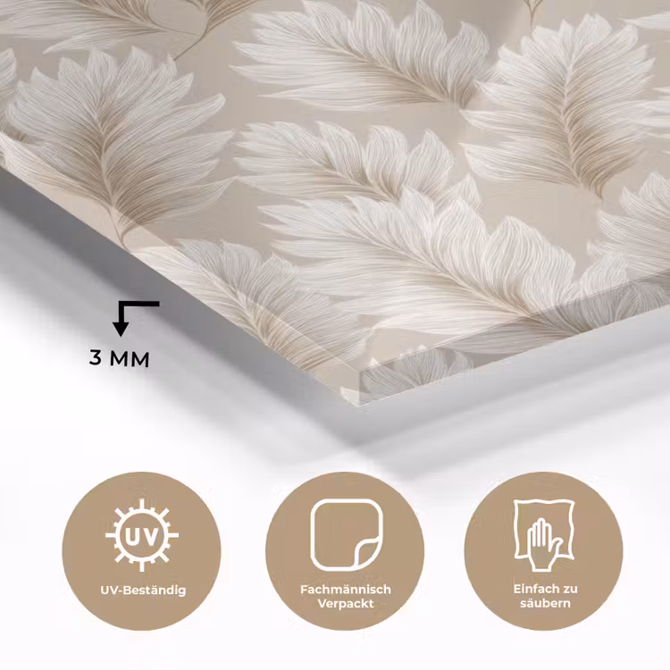 Glasbild - Botanisch - Muster - Beige — 4