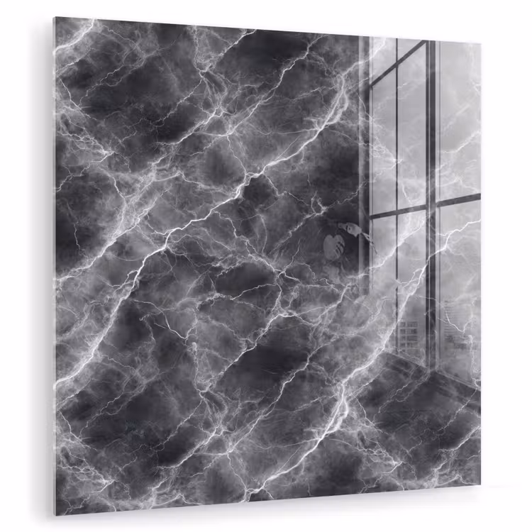 Glasbild - Dunkelgrau - Blitz - Marmor — 1