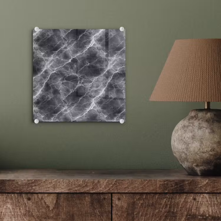 Glasbild - Dunkelgrau - Blitz - Marmor — 3