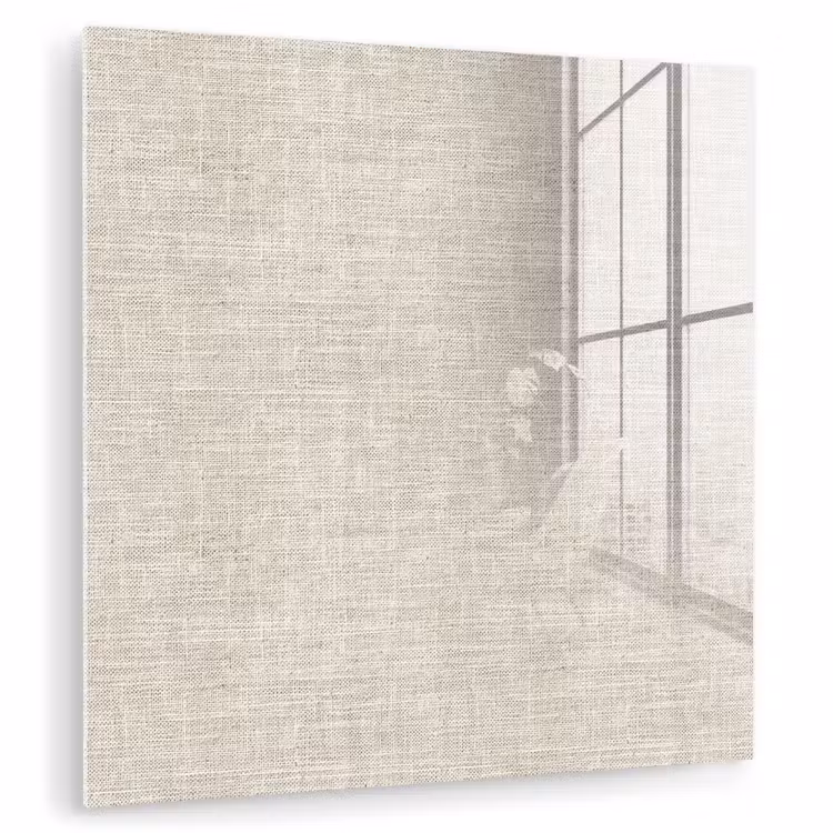 Glasbild - Leinen - Textur - Beige — 1