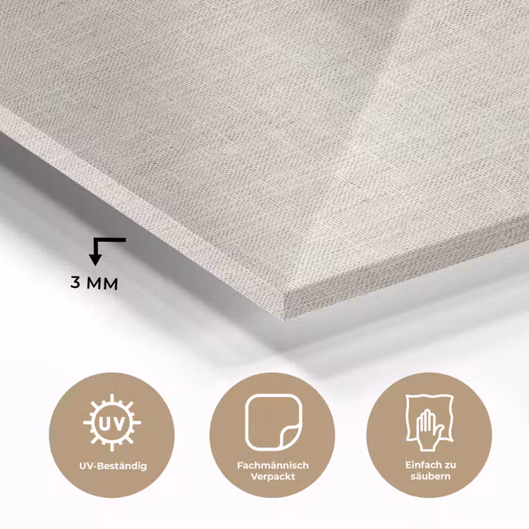 Glasbild - Leinen - Textur - Beige — 4