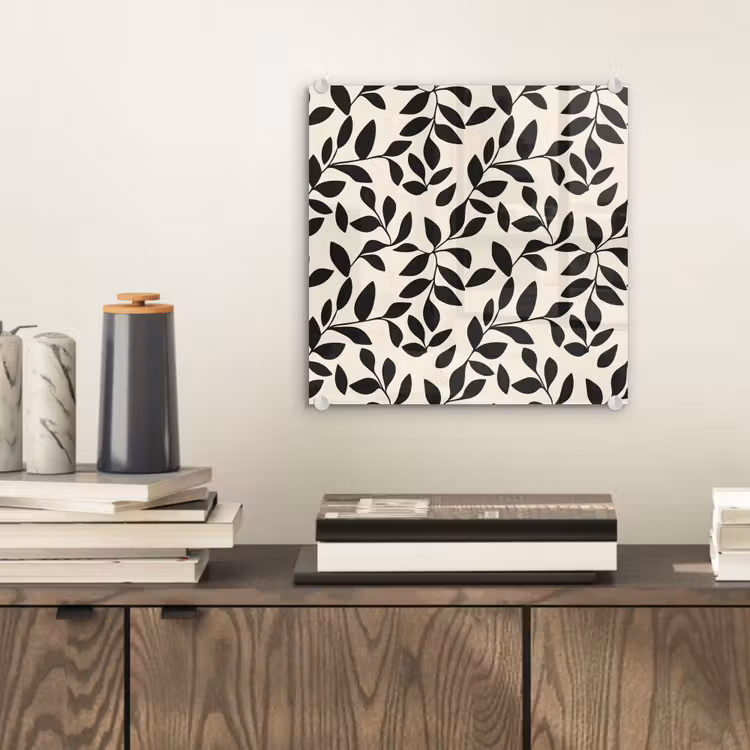 Glasbild - Elegant - Gemustert - Schwarz - Beige — 2