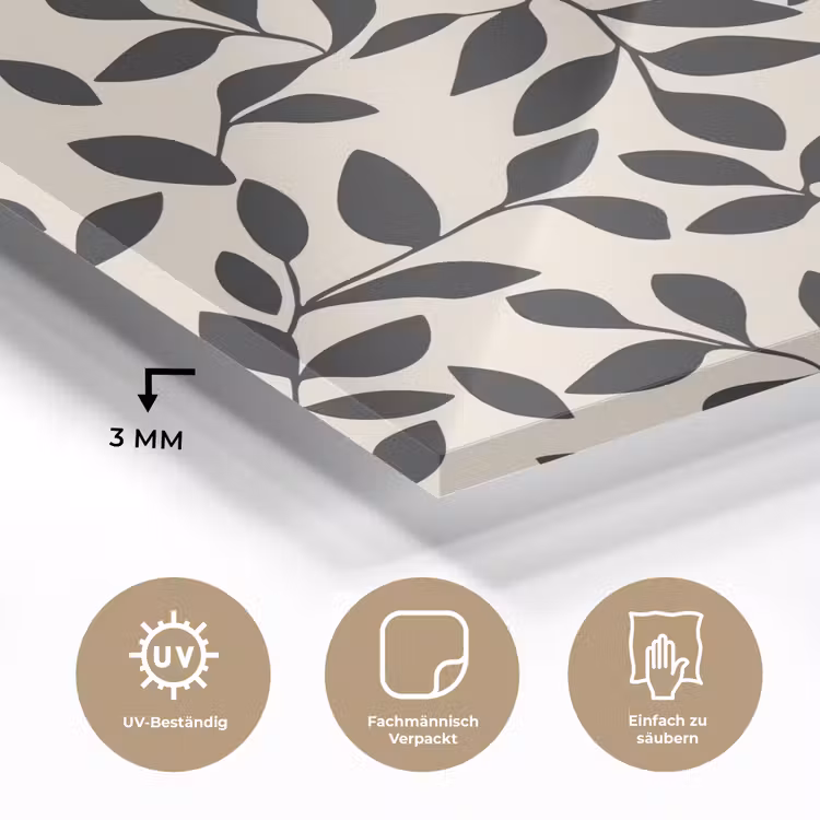 Glasbild - Elegant - Gemustert - Schwarz - Beige — 4