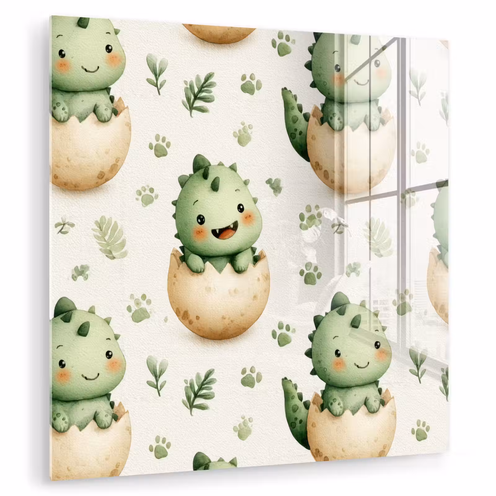 Glasbild - Dino - Eier - Grün — 1