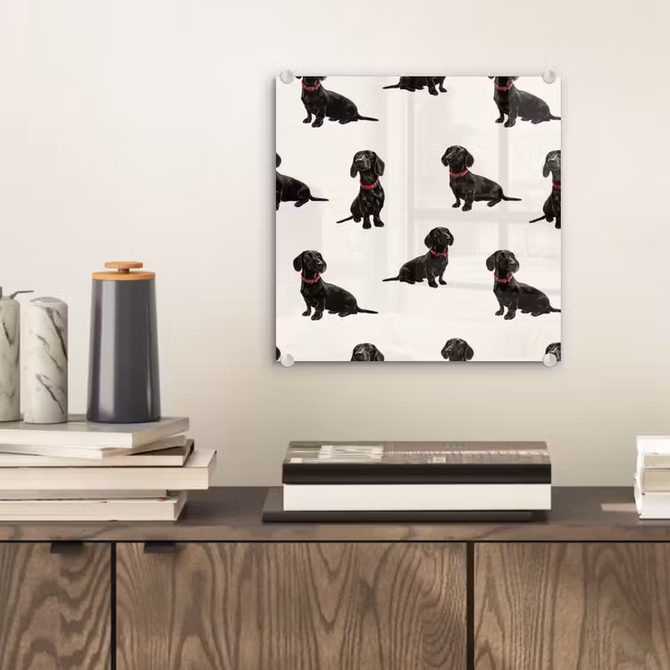 Glasbild - Hund - Muster - Schwarz — 2