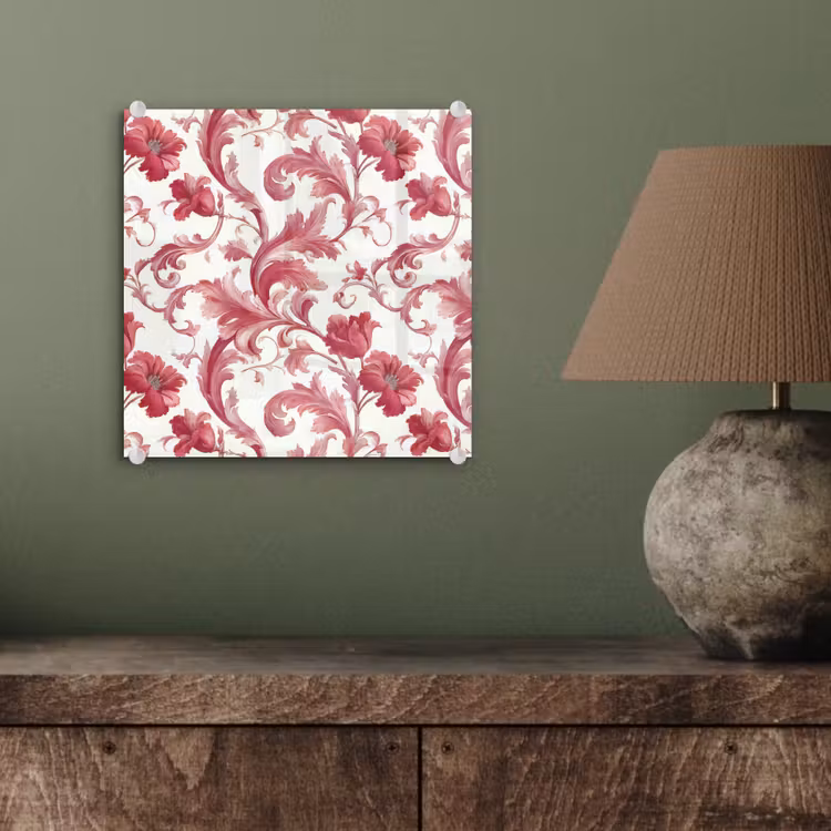 Glasbild - Barock - Muster - Rot — 3