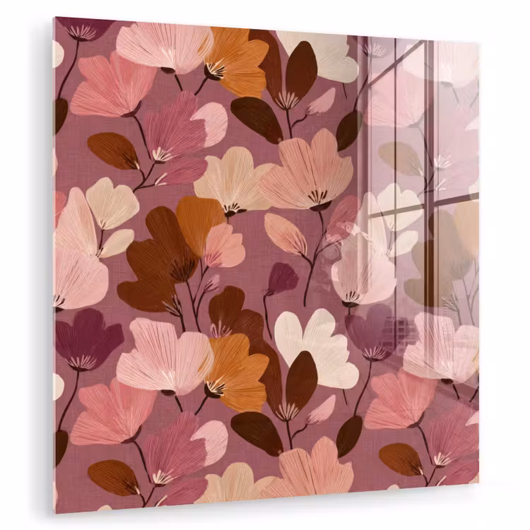 Glasbild - Blume - Muster - Rosa — 1