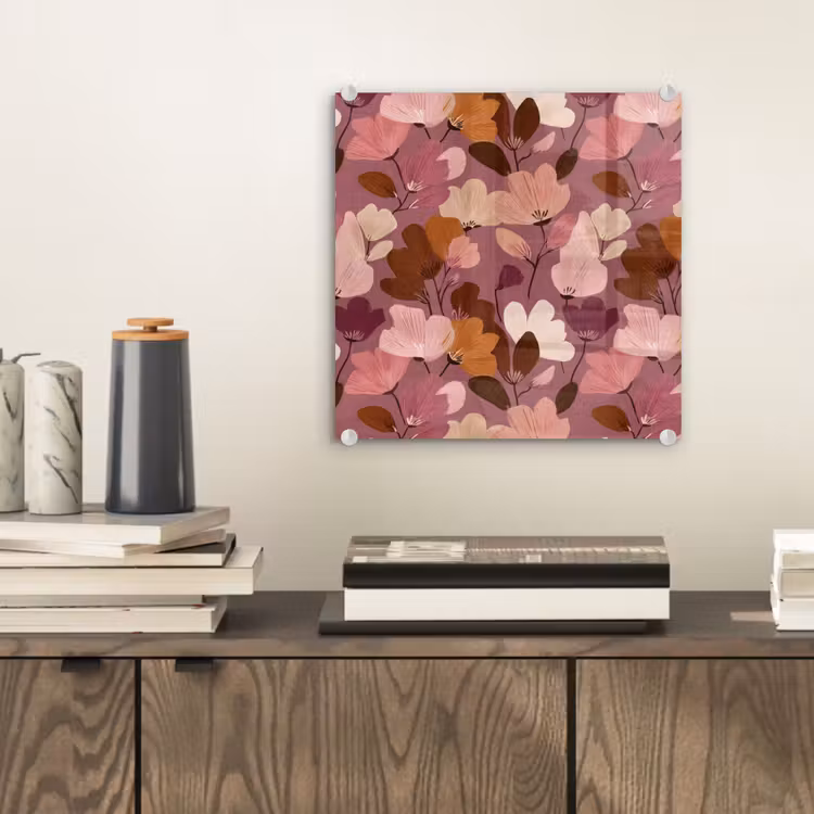 Glasbild - Blume - Muster - Rosa — 2