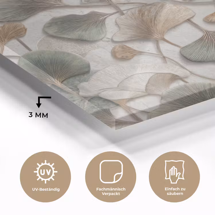 Glasbild - Elegant - Laubig - Grün — 4