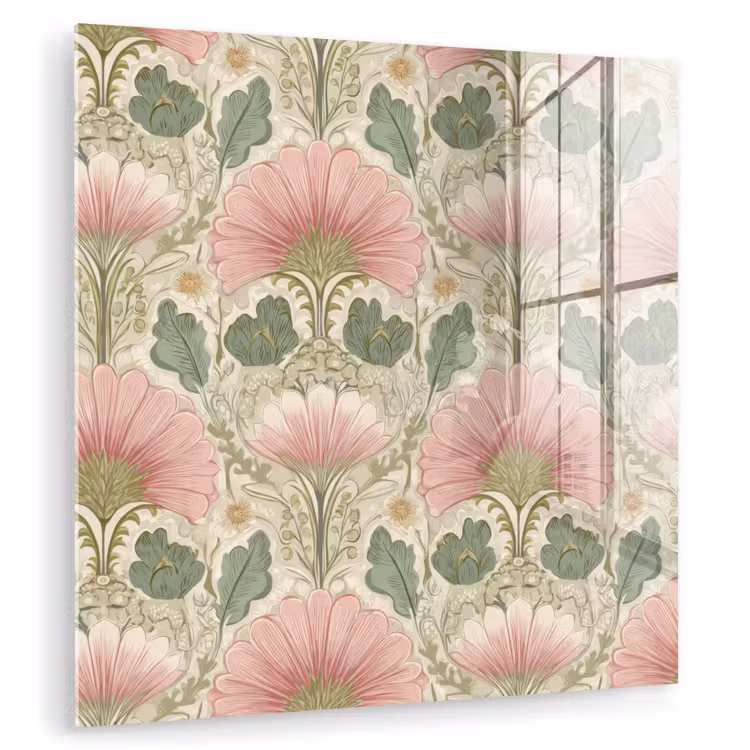 Glasbild - Klassisch - Muster - Rosa — 1