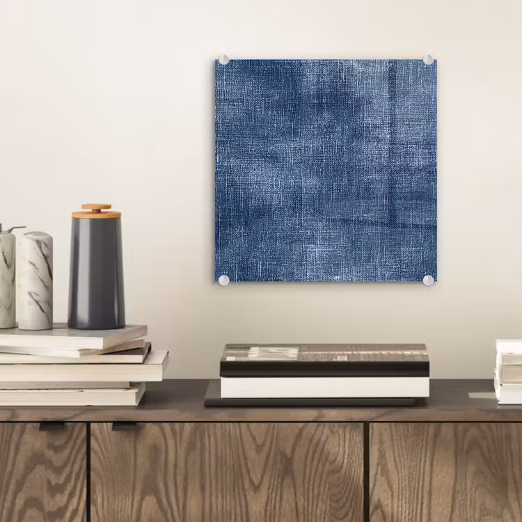 Glasbild - Leinen - Textur - Muster - Denim - Rustikal — 2