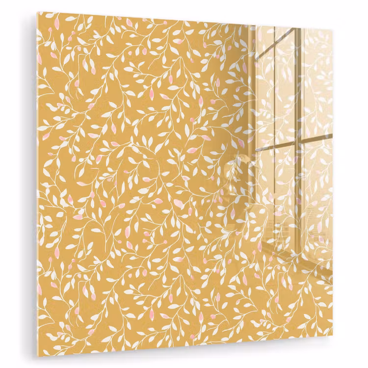 Glasbild - Äste - Muster - Ocker — 1