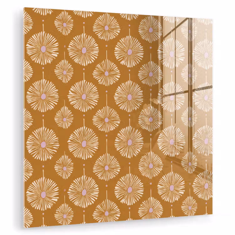 Glasbild - Blumen - Modern - Ocker — 1