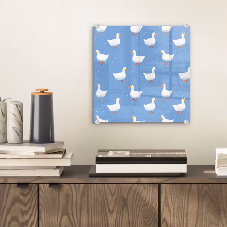 Glasbild - Gänse - Elegant - Blau — 2