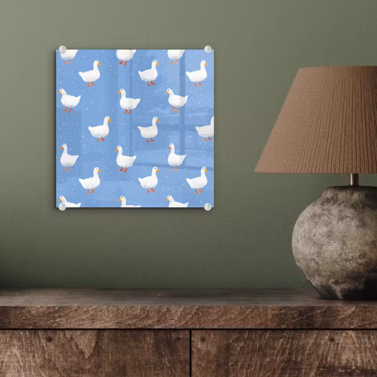 Glasbild - Gänse - Elegant - Blau — 3