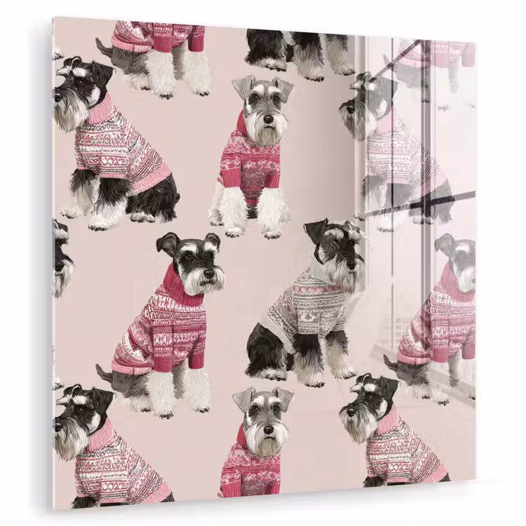 Glasbild - Hunde - Pullover - Rot — 1