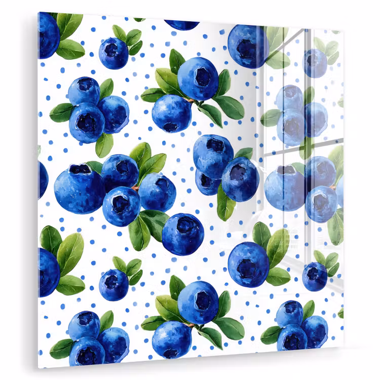Glasbild - Beeren - Muster - Blau — 1
