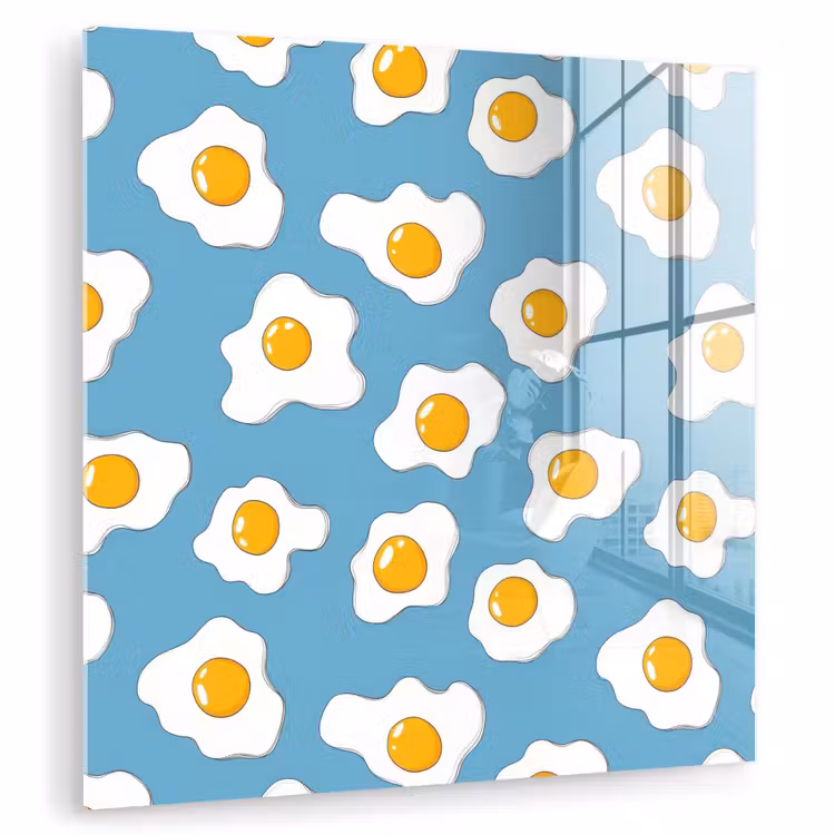 Glasbild - Eier - Eigelb - Blau — 1