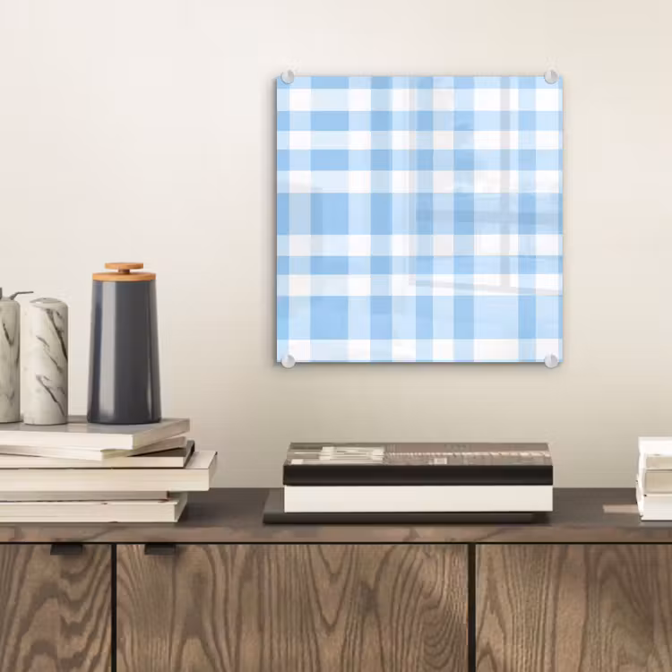 Glasbild - Kariert - Muster - Blau — 2