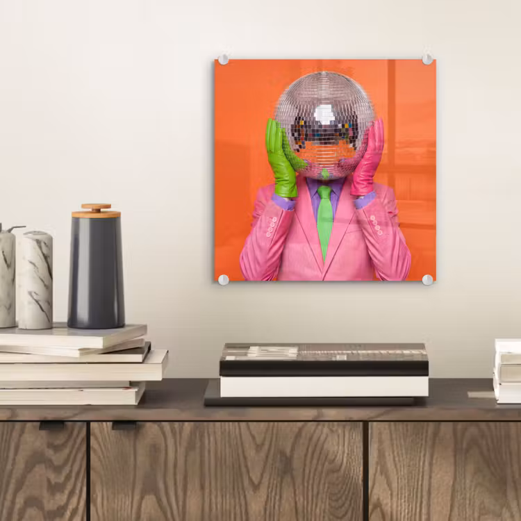 Glasbild - Kunst – Discokugel – Bunt – Modern – Studio — 2