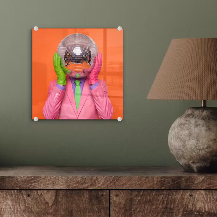 Glasbild - Kunst – Discokugel – Bunt – Modern – Studio — 3