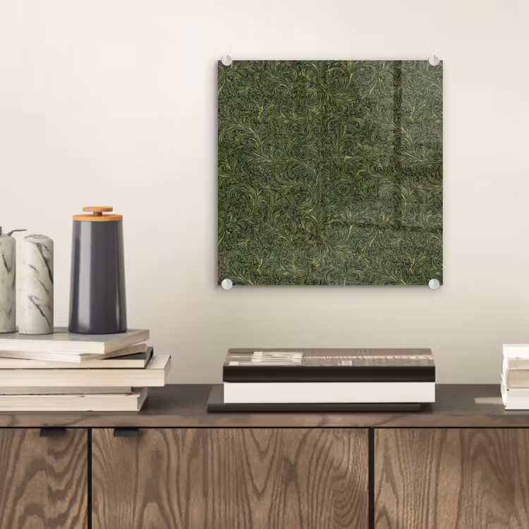Glasbild - Dunkel – Grün – Lockig – Botanisch — 2
