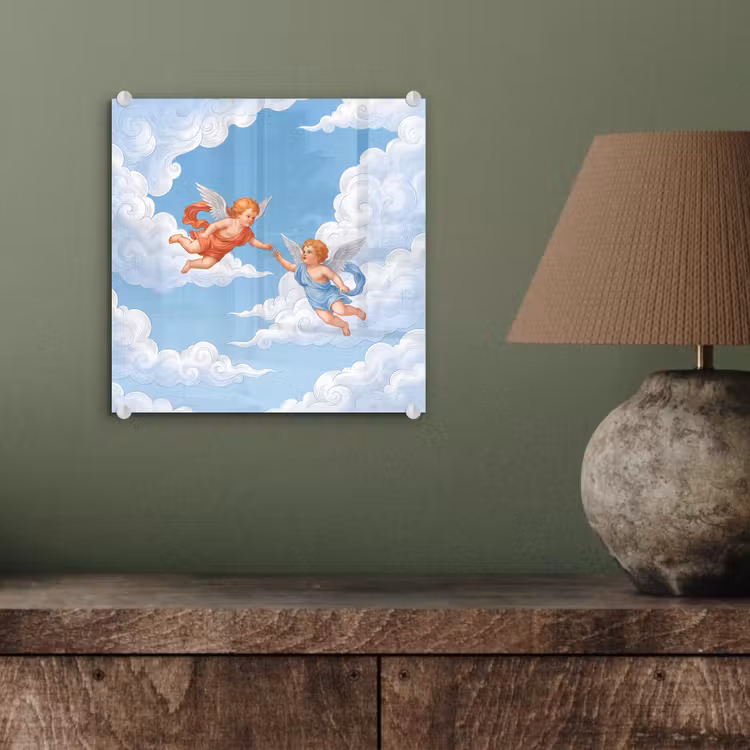 Glasbild - Engel – fliegend – klassisch – blau — 3