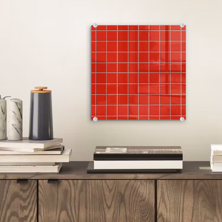 Glasbild - Fliese - Muster - Kirsche - Rot — 2