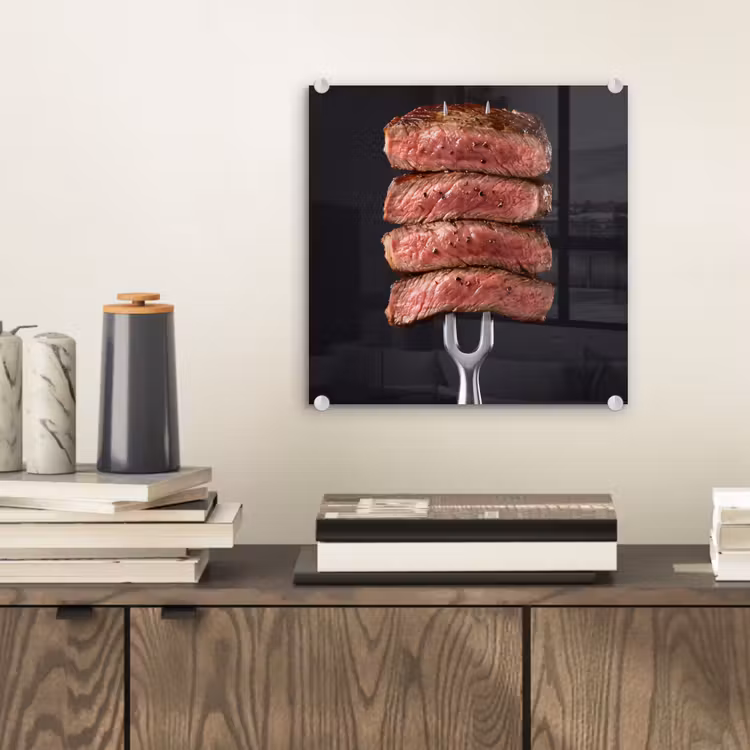 Glasbild - Essen – Rosé – Gabel — 2