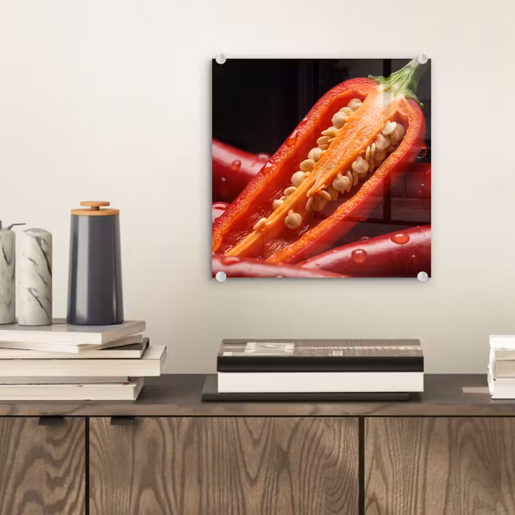 Glasbild - Chili – Rot – Essen — 2