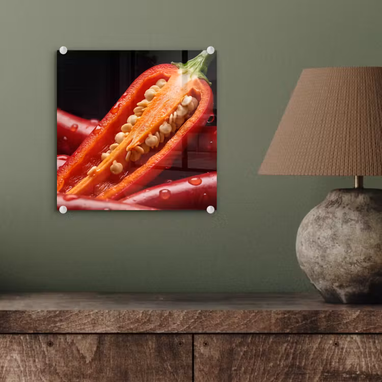 Glasbild - Chili – Rot – Essen — 3