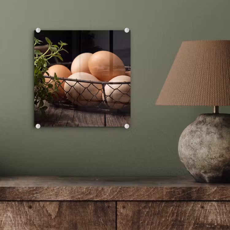 Glasbild - Eier – Korb – Essen — 3
