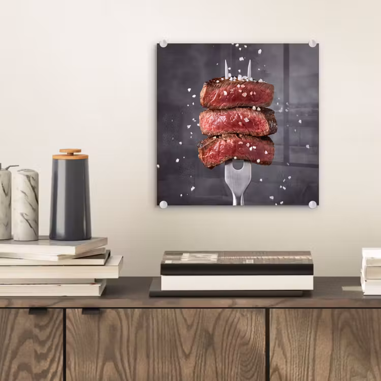 Glasbild - Essen – Fleisch – Salz — 2