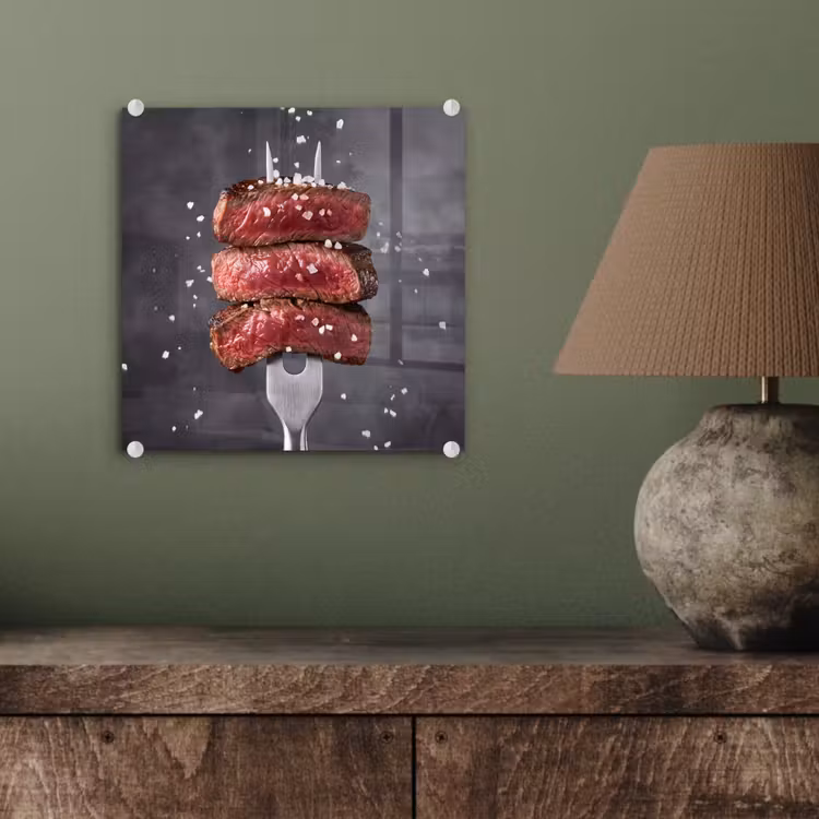 Glasbild - Essen – Fleisch – Salz — 3