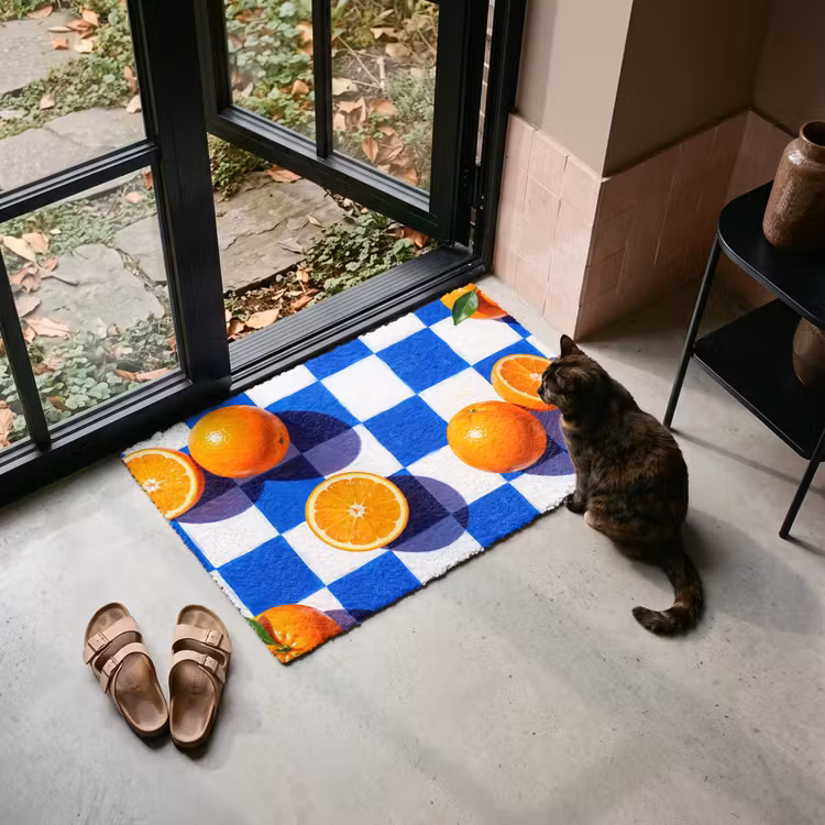 Fußmatte - Orange – Kariert – Essen — 2