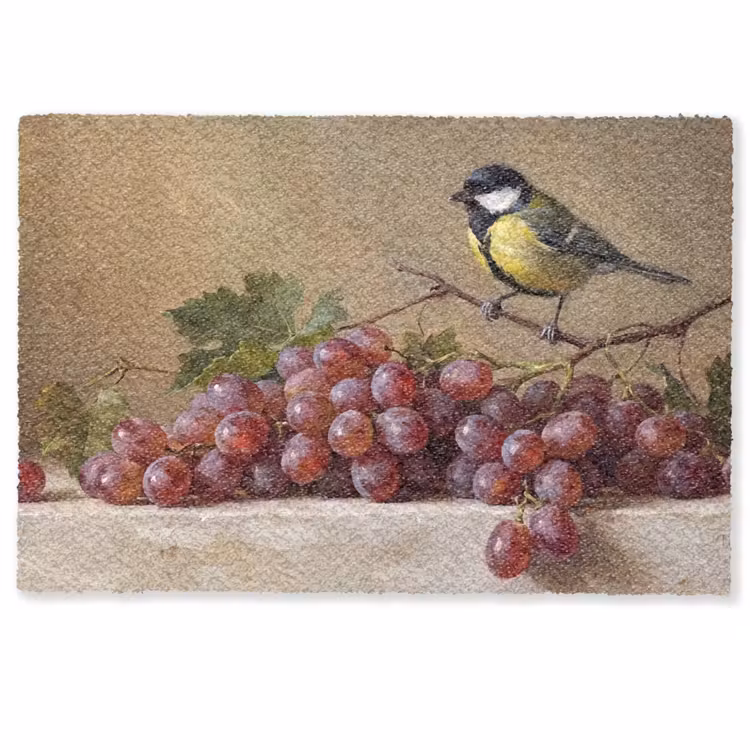 Fußmatte - Vogel – Trauben – Stillleben — 1