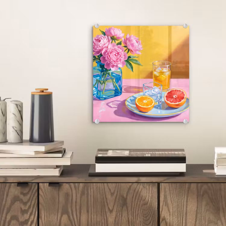 Glasbild - Blumen – Rosa – Modern — 2
