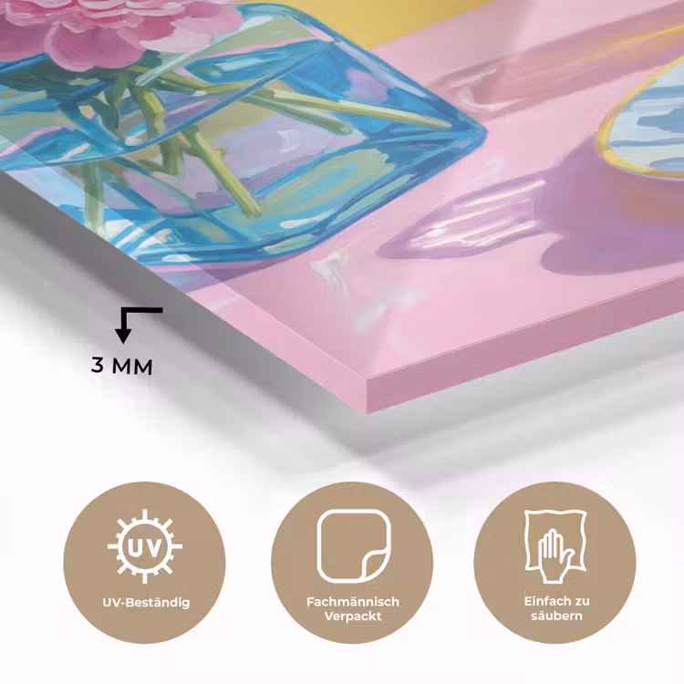 Glasbild - Blumen – Rosa – Modern — 4