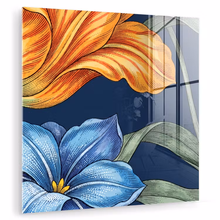 Glasbild - Blumen – Botanik – Muster — 1
